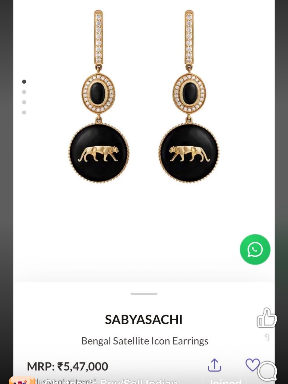 Sabyasachi Black and Gold Bengal Medallion Drop Earrings